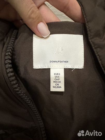 Пуховик h&m premium коричневый