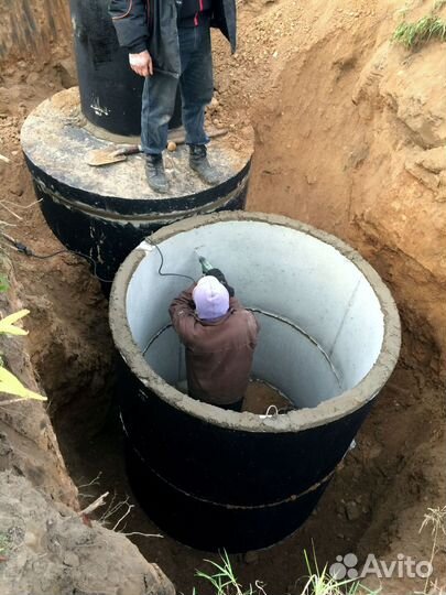 Септик канализация сливная из жби колец