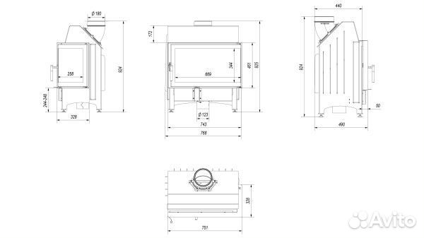 Каминная топка Kratki Zibi/P/BS