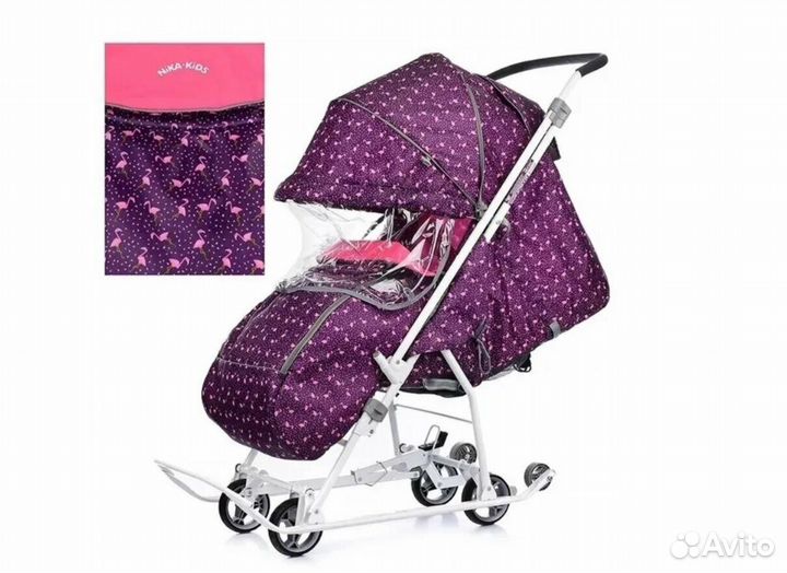 Санки-коляска Нашидетки ндт3-1К/5 с фламинго новые