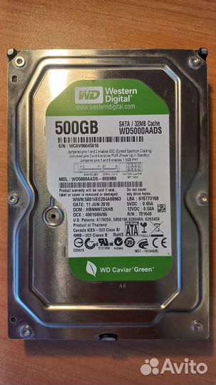 Жёсткий диск WD5000aads 500 Gb