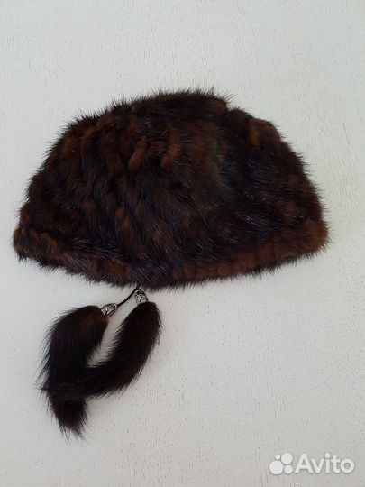 Женская норковая шапка, вязанная