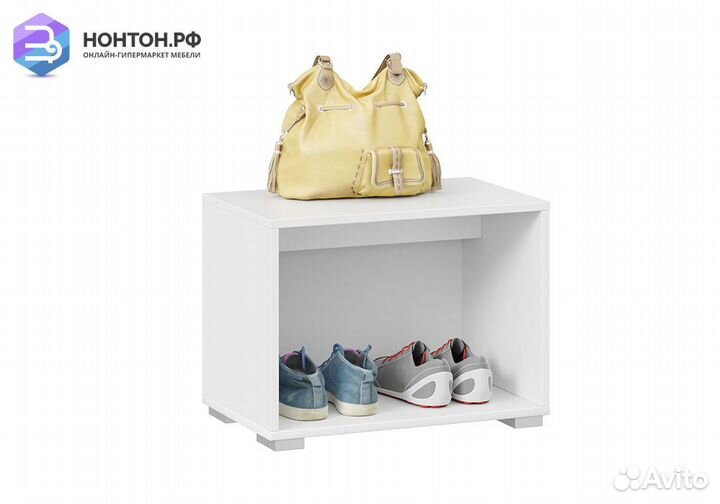 Тумба для обуви Фьюжн белый / белый глянец