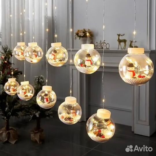 Гирлянда со снеговиком