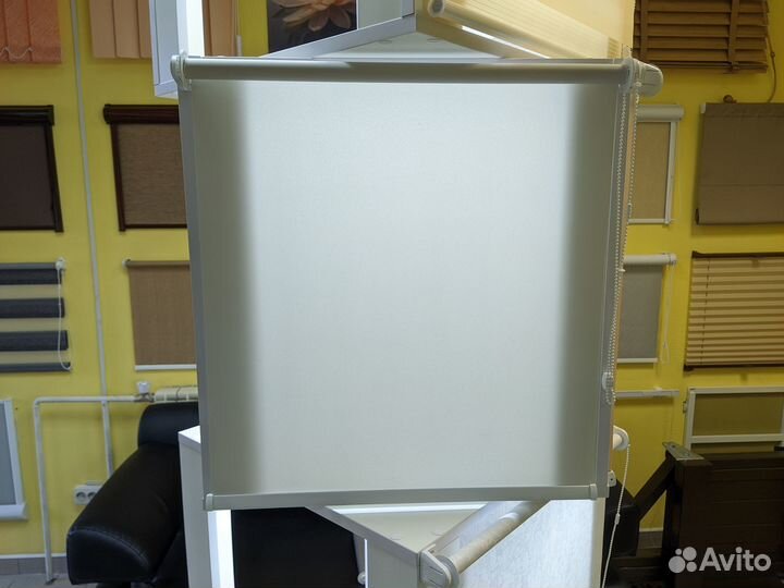 Рулонные шторы 60х180, жалюзи ткань Эко серый Омск