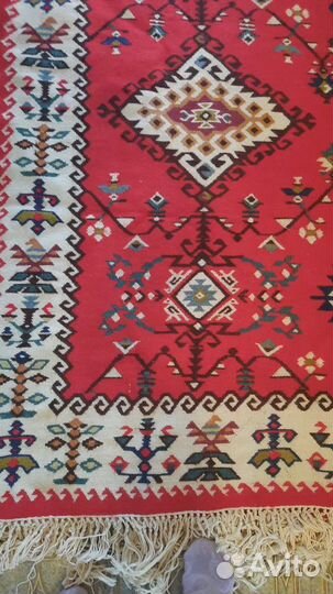 Ковер ручной работы 3*4 м, красный, натур.шерсть