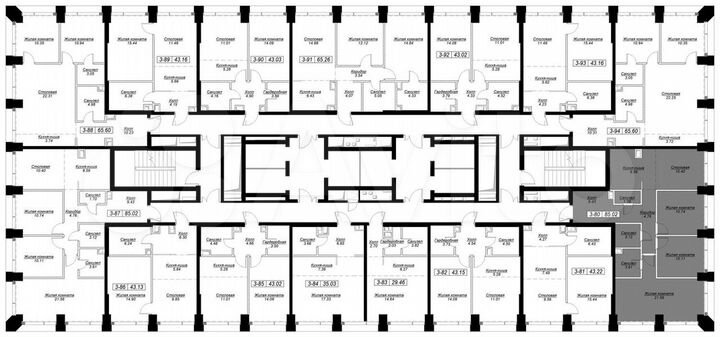 3-к. квартира, 86,1 м², 9/55 эт.