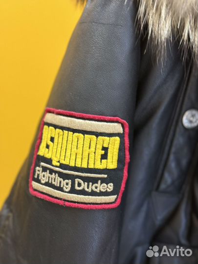 Оригинал винтаж кожаный пуховик Dsquared 2