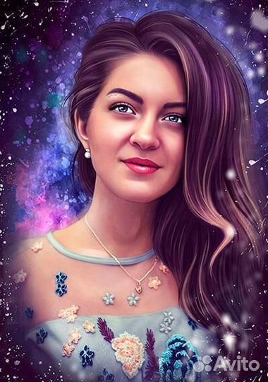 Портрет по фотографии на холсте