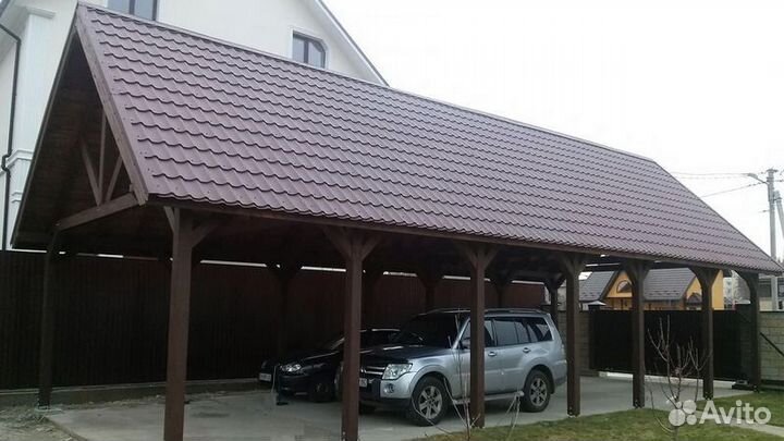 Навес для машины из металлочерепицы
