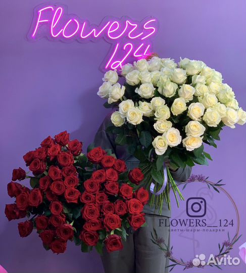 Розы красные, белые, крупные от Flowers124 цветы