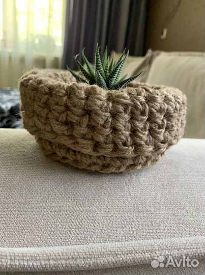 Кашпо из джута