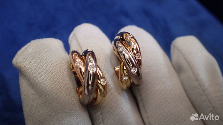 Золотые серьги Cartier Trinity