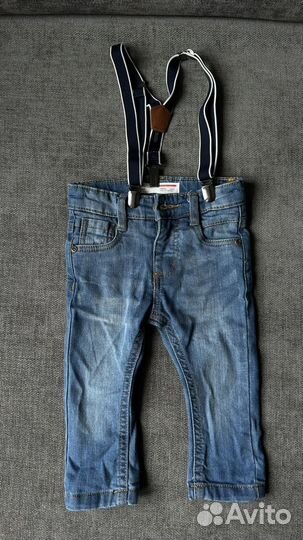 Джинсы с подтяжками детские 80см