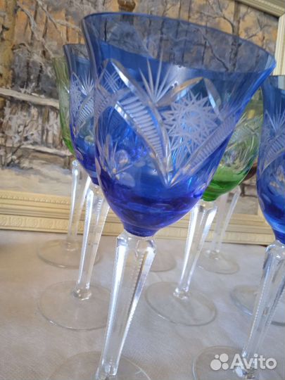 Бокалы цветной хрусталь