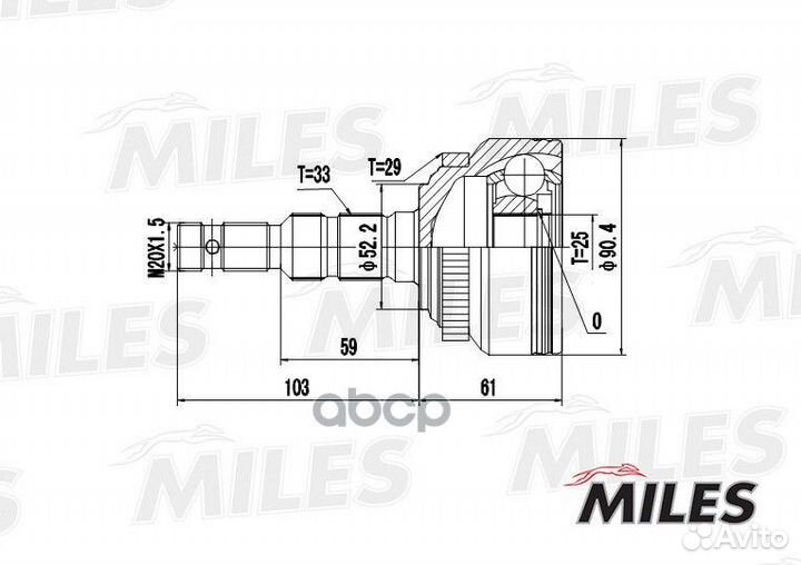 ШРУС opel astra G/vectra B/zafira A 1.6-2.5 95-05