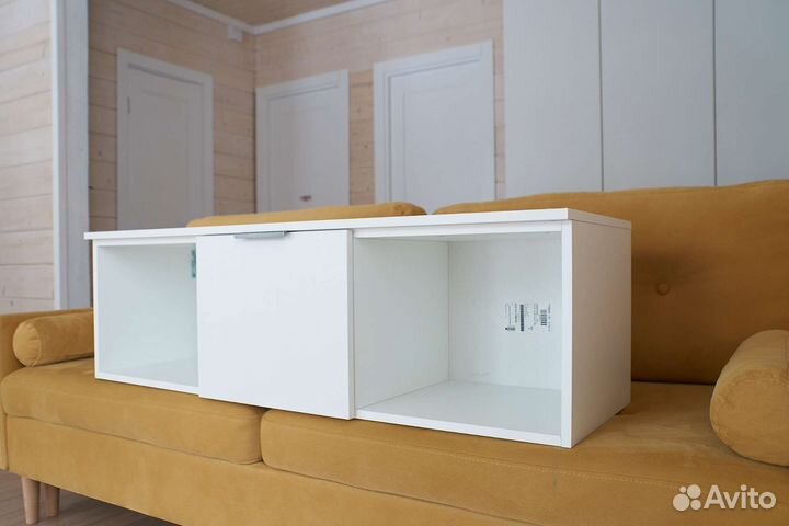 Тумба подвесная под тв цвет белый (полка, мебель)