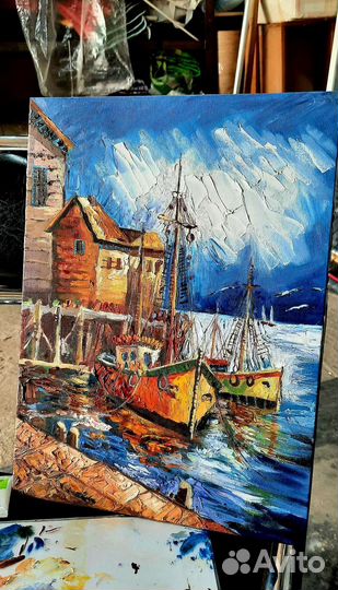 Картина масломв подарок море пейзаж 