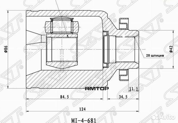 SAT MI-681 Шрус внутренний LH KIA bongo III 4WD
