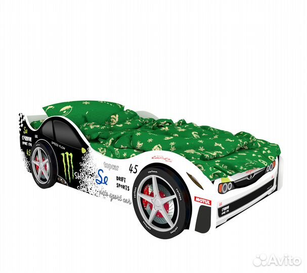 Кровать-машина Мадрид с колесами (2шт.) и подсветк