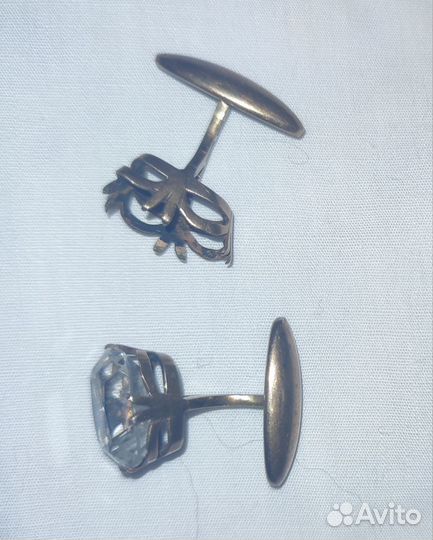 Запонки серебро горный хрусталь СССР