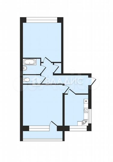 2-к. квартира, 52,2 м², 1/2 эт.
