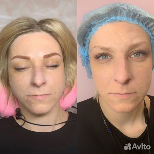 Наращивание ресниц, перманентный макияж бровей