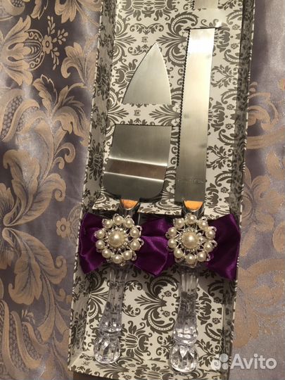 Нож и лопатка для свадебного торта