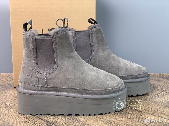 Ugg Neumel Platform Chelsea Grey угги женские боти