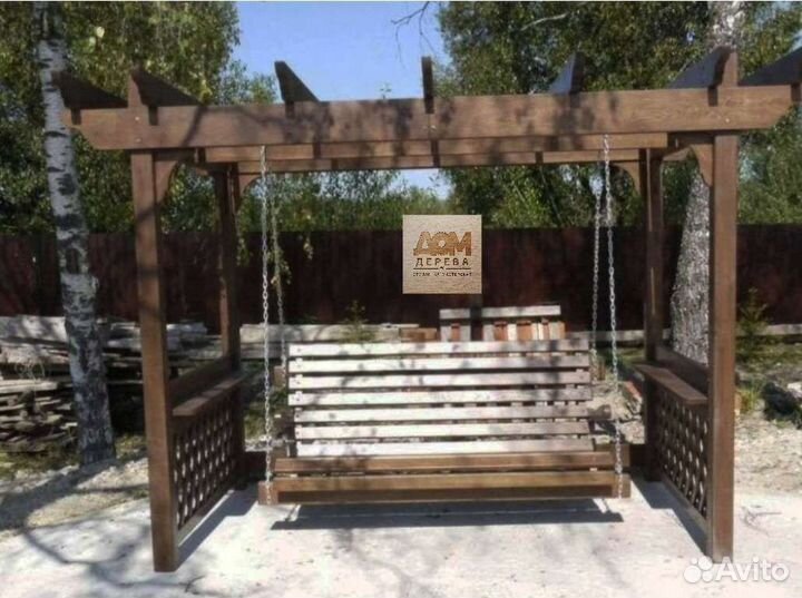 Качеля пергола деревянные садовая мебель решетки