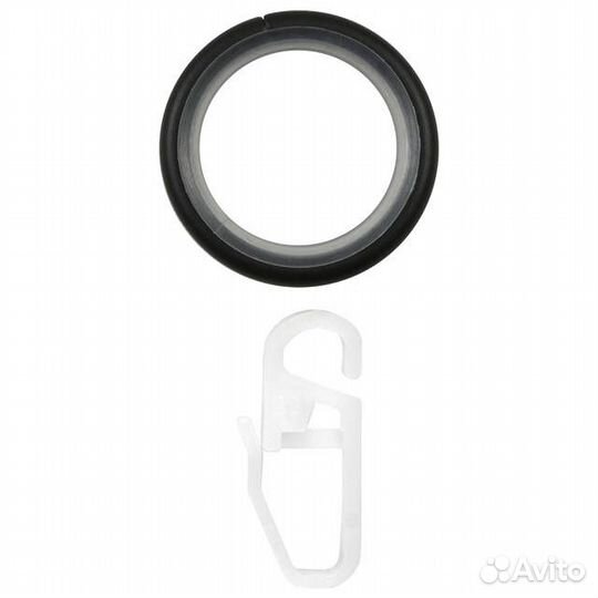 Кольцо уют Ост 20мм с крючком 10шт черное, арт.22