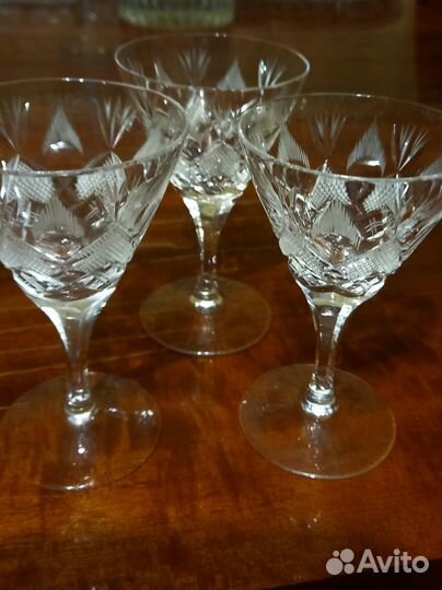 Хрустальные фужеры гдр 3 шт
