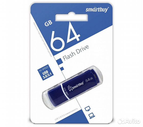 Флеш-накопитель Smartbuy Crown USB 3.0 64GB, синий