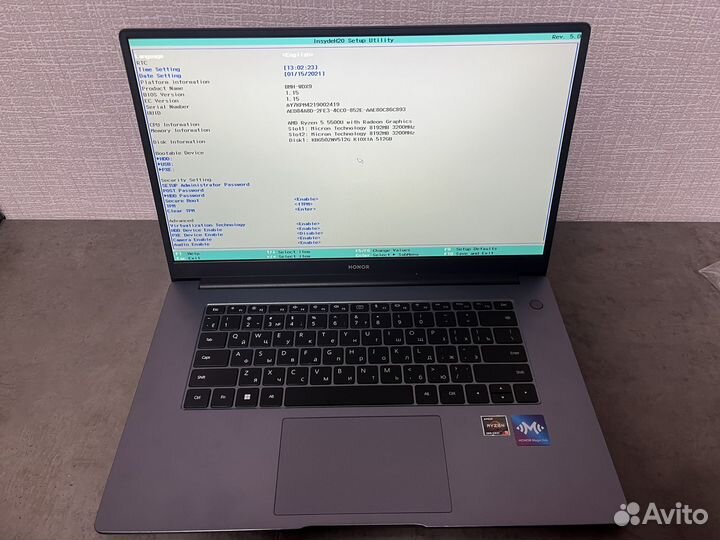 Honor Magicbook 15 5500u 16/512