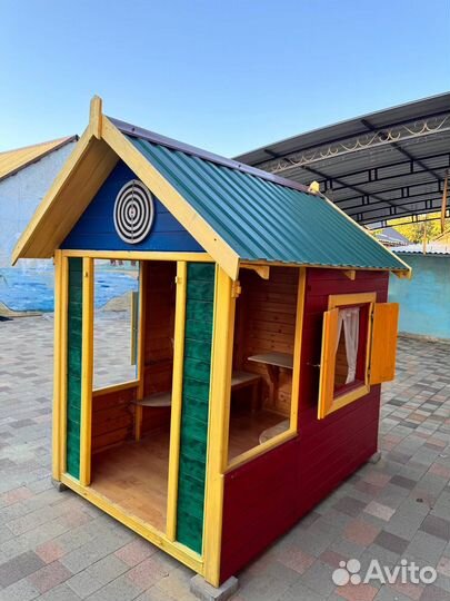 Детский игровой домик уличный деревянный