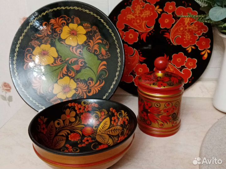 Набор деревянной посуды хохлома