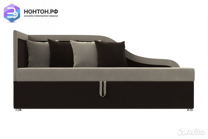 Детский диван Дюна микровельвет бежевый / коричнев