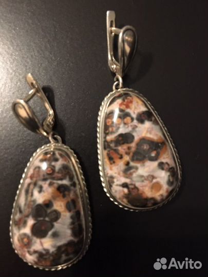 Серьги серебро 925 с яшмой