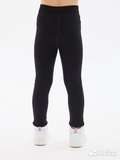 Леггинсы теплые с мехом для девочки в рубчик