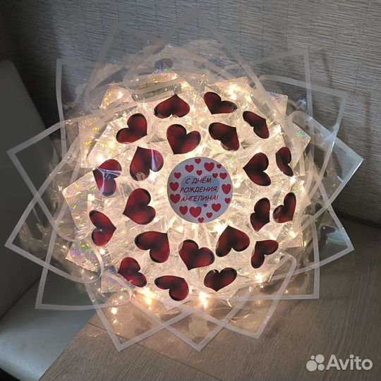 Светящиеся букеты из сердец