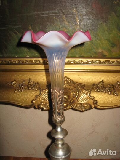 Антикварная ваза латунь посеребренная