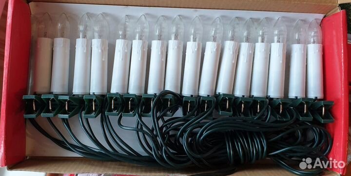 Свечи на елку и гирлянда новогодняя