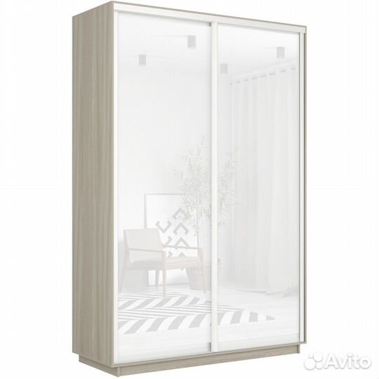 Шкаф-купе 2-дверный шкаф Оптим Двери Стекло Белое