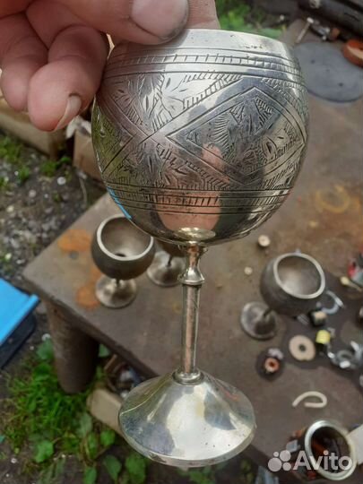 Фужеры мельхиор индия 4 штуки