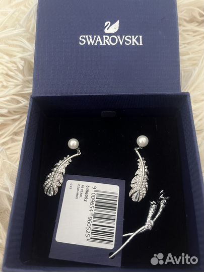 Серьги перышки Swarovski