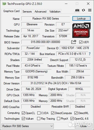 RedEvil RX 580 8GBD5-3DH/OC 8 GB