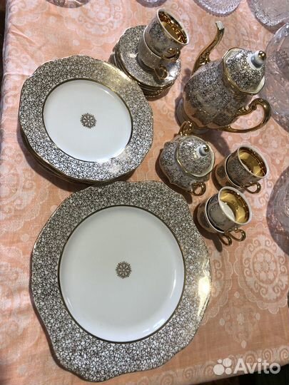 Сервиз кофейный,Чехия,21 предмет,Хруст.вазы