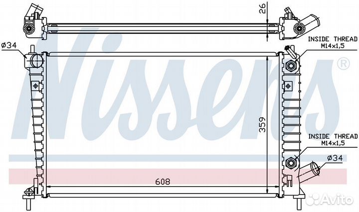 Радиатор охлаждения двс saab 9-5 (1998) 2.3 T16
