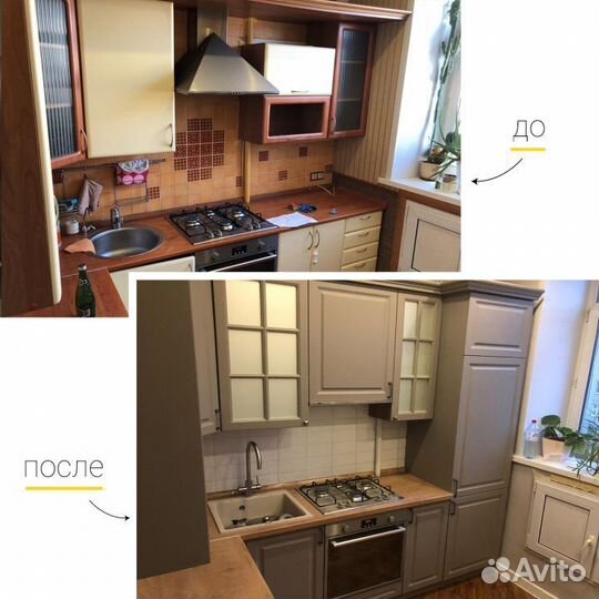 Замена фасадов, столешницы. Кухни, шкафы-купе