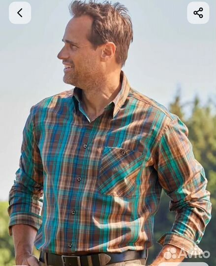 Рубашка мужская длинный рукав р. 56